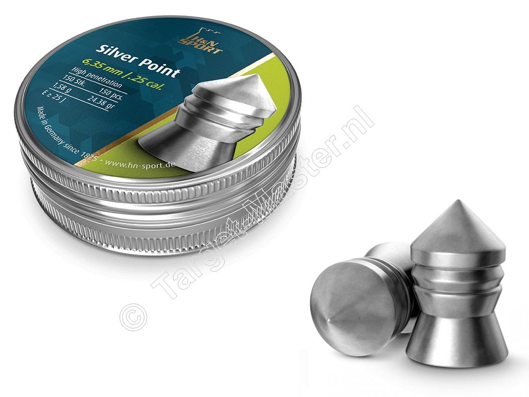 H&N Silver Point 6.35mm Airgun Pellets tin of 150